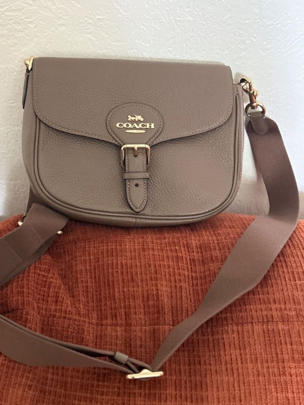 Coach Amelia Saddle Bag Taupe / Gold hardware Excellent